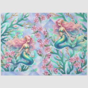Elegant Pastel Watercolor Mermaids Decoupage Tissue Paper