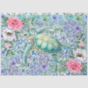 Elegant Pastel Watercolor Sea Turtle Decoupage Tissue Paper