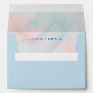Elegant Pastel Watercolor Soft Blush & Aqua Envelope