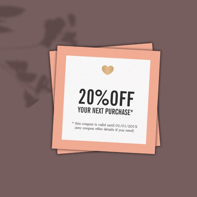 Elegant Pastel White Faux Gold Heart Salon Coupon (Creator Uploaded)