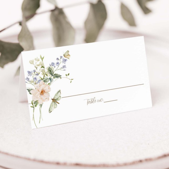 Elegant Pastel Wildflower Delicate Floral Wedding Place Card (Creator Uploaded)