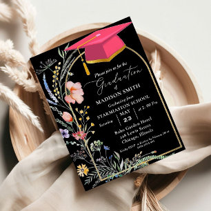 Elegant Pastel Wildflower Garden Graduation Party Invitation