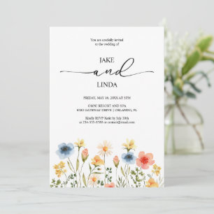 Elegant Pastel Wildflower Garden Wedding Invitatio Invitation