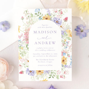 Elegant Pastel Wildflower Garden Wedding Invitation