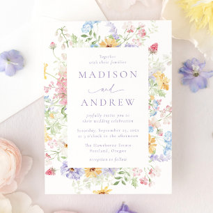 Elegant Pastel Wildflower Garden Wedding Invitation