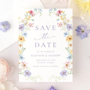 Elegant Pastel Wildflower Garden Wedding Save The Date