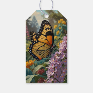 Elegant pastel wildflower garden with butterfly gift tags