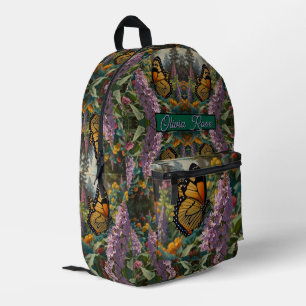 Elegant pastel wildflower garden with butterfly printed backpack