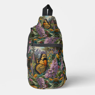 Elegant pastel wildflower garden with butterfly sling bag