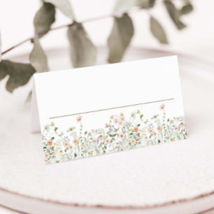 Elegant Pastel Wildflower Meadow Floral Wedding Place Card