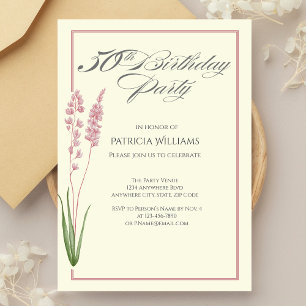 Elegant Pastel Wildflower Woman''s 50th Birthday Invitation