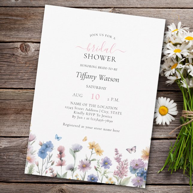 Elegant Pastel Wildflowers Greenery Bridal Shower Invitation (Creator Uploaded)