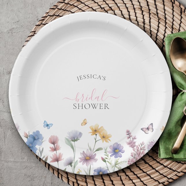 Elegant Pastel Wildflowers Greenery Bridal Shower Paper Plate (Creator Uploaded)
