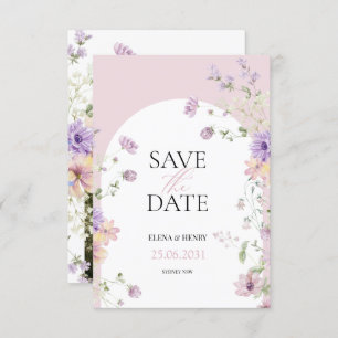 Elegant Pastel Wildflowers Wedding Save the Date Invitation
