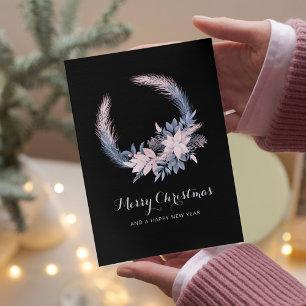 Elegant Pastel Wreath Christmas Non Photo Holiday Card