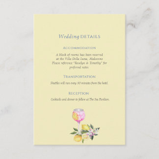 Elegant Pastel yellow Lemons information Details Enclosure Card