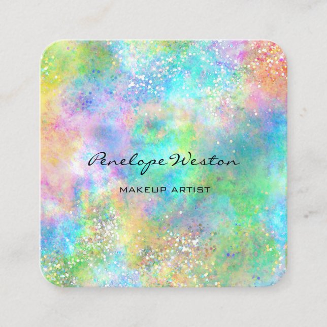 Elegant Pastels With A Splash of Sparkle Square Business Card (Front)