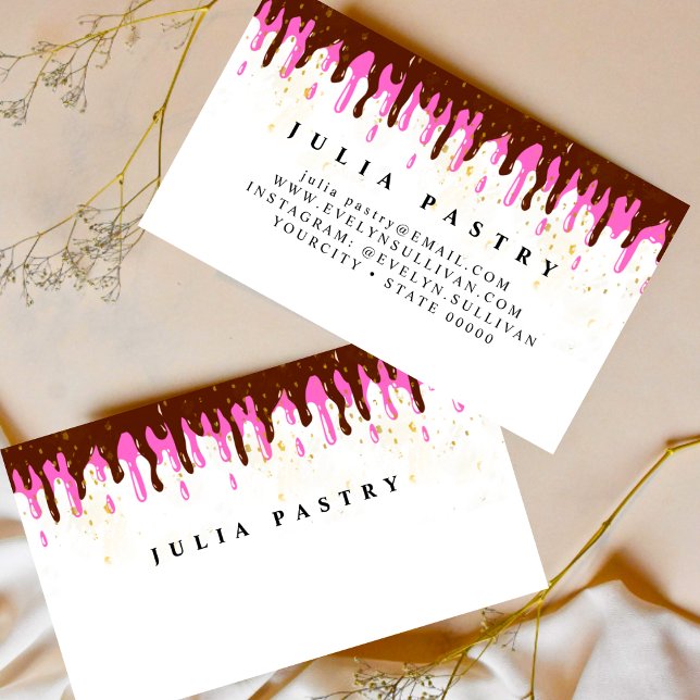 elegant Patisserie cream chocolate Chef brown Business Card (Creator Uploaded)