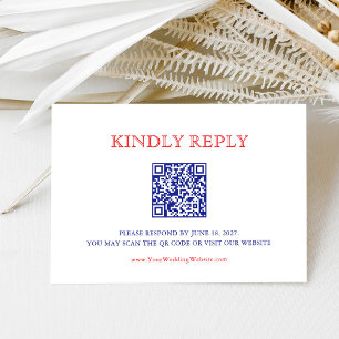 Elegant Patriotic 4th of July Wedding QR Code RSVP Card