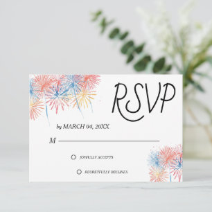Elegant Patriotic 4th of July Wedding RSVP Card