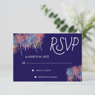 Elegant Patriotic 4th of July Wedding RSVP Card