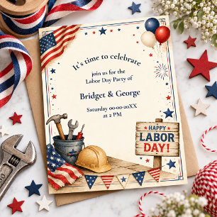 Elegant Patriotic American Flag Labour Day Party