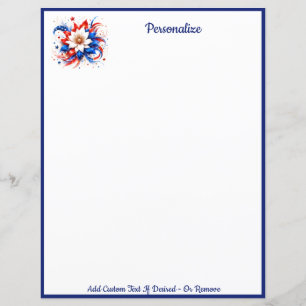 Elegant Patriotic Floral Writing Paper Design
