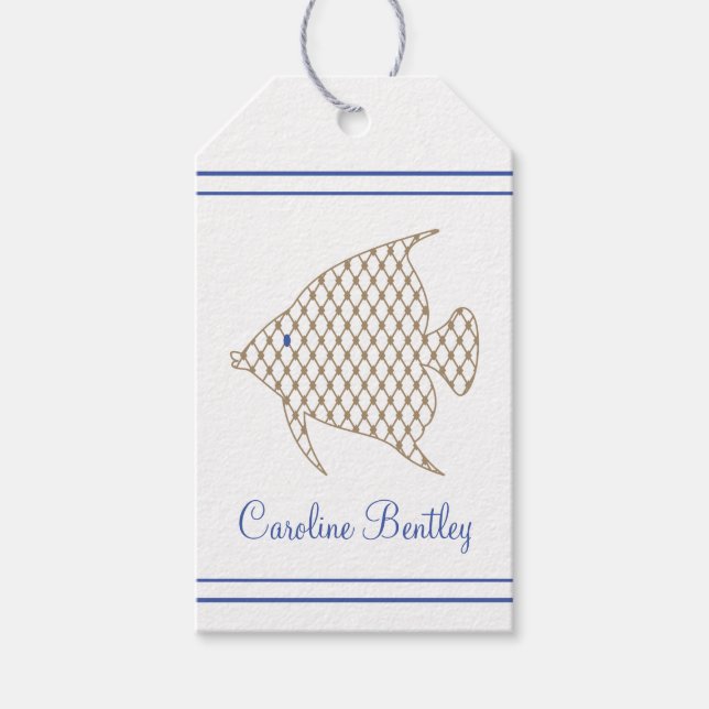 Elegant Pattern Angel Fish Gift Tags (Front)