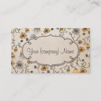 Elegant pattern flowers yellow/beige business card