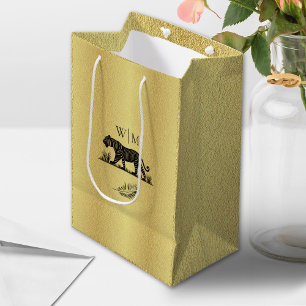 Elegant Pattern Gold Black Monogram  Medium Gift B Bag