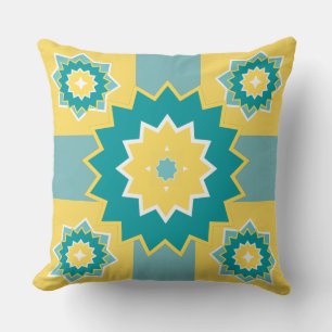 Elegant pattern modern yellow blue white chic mum  cushion