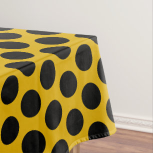 Elegant Pattern   Mustard Yellow And Black Dot Tablecloth