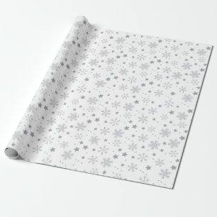 Elegant Pattern Of Grey Snowflakes Wrapping Paper