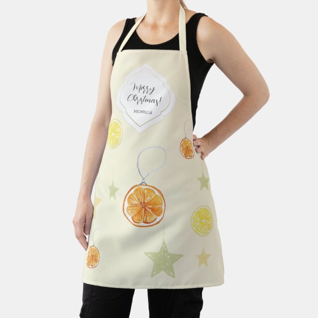 Elegant Pattern Oranges and Stars On Beige Apron (Insitu)