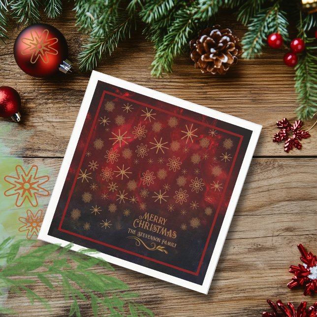 Elegant Pattern RED GOLD Merry Christmas Napkin (Elegant Pattern RED GOLD Merry Christmas Napkins)