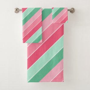Elegant Pattern Template Blue Mint Green Pink Bath Towel Set