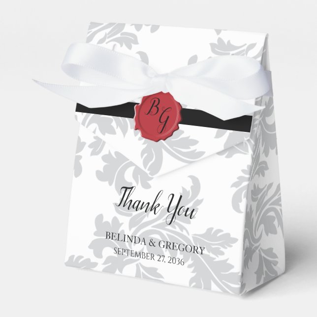 Elegant Pattern & Wax Seal Wedding Favour Box (Front Side)