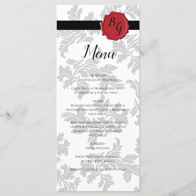 Elegant Pattern & Wax Seal Wedding  Menu (Front)