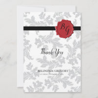 Elegant Pattern & Wax Seal Wedding Thank You Card