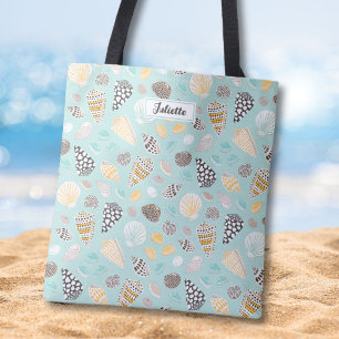 Elegant patterned Seashells mint Tote Bag