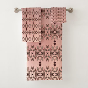 Elegant Patterned Three Piece Bath Towel Set