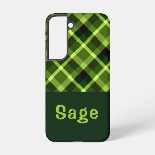 Elegant Pea Green Plaid Monogram Phone Case
