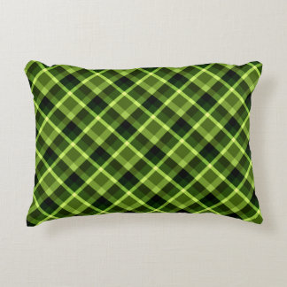 Elegant Pea Green Plaid Pattern Accent Pillow