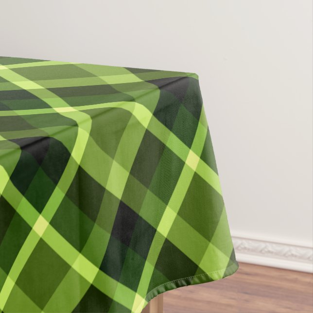 Elegant Pea Green Plaid Pattern Small Tablecloth (In Situ)