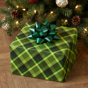 Elegant Pea Green Plaid Pattern Wrapping Paper