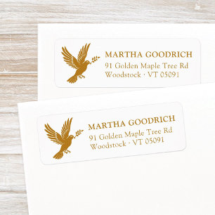 Elegant Peace Dove Gold Christmas Return Address
