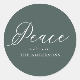 Elegant Peace Green Holiday Classic Round Sticker