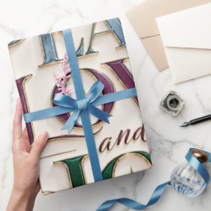 Elegant Peace Love Joy Plum Christmas Wrapping Paper