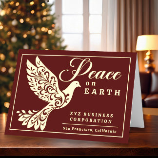 Elegant Peace on Earth Dove Business Foil Holiday Card