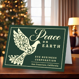 Elegant Peace on Earth Dove Business Foil Holiday Card
